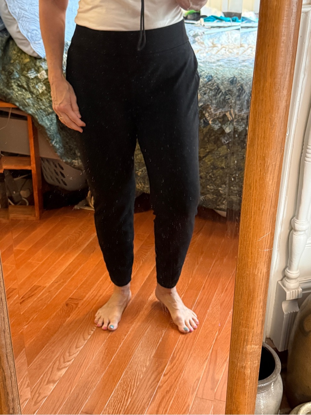 Eileen Fisher Black Tapered Knit Pants